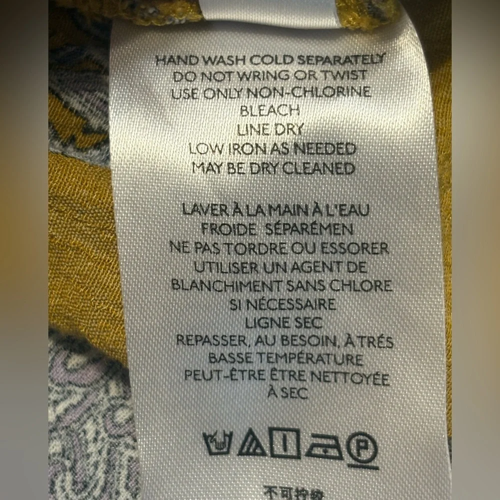 Anthropologie Mustard and Indigo Floral Mini Dress size XS * - Picture 7 of 15